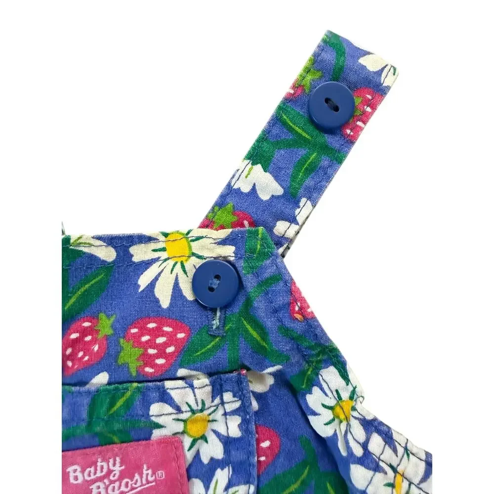 Baby OshKosh B'gosh USA Vestback Bubble Romper Strawberry Daisy Print 6-9mo 90s